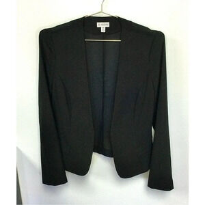 Guess vintage Womens Solid  Black Long Sleeve Pockets Open Front Blazer Jacket M